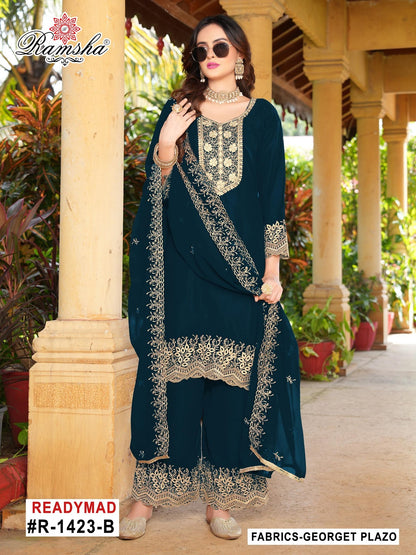 R 1424 Ramsha Georgette Pakistani Readymade Suits Wholesaler