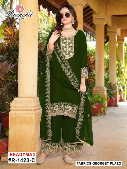 R 1424 Ramsha Georgette Pakistani Readymade Suits Wholesaler