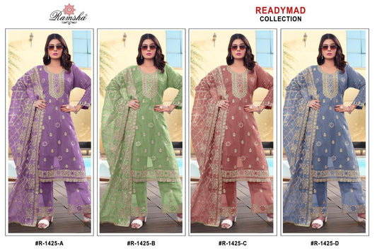 R 1425 Nx Ramsha Organza Chiffon Pakistani Readymade Suits Wholesaler Gujarat