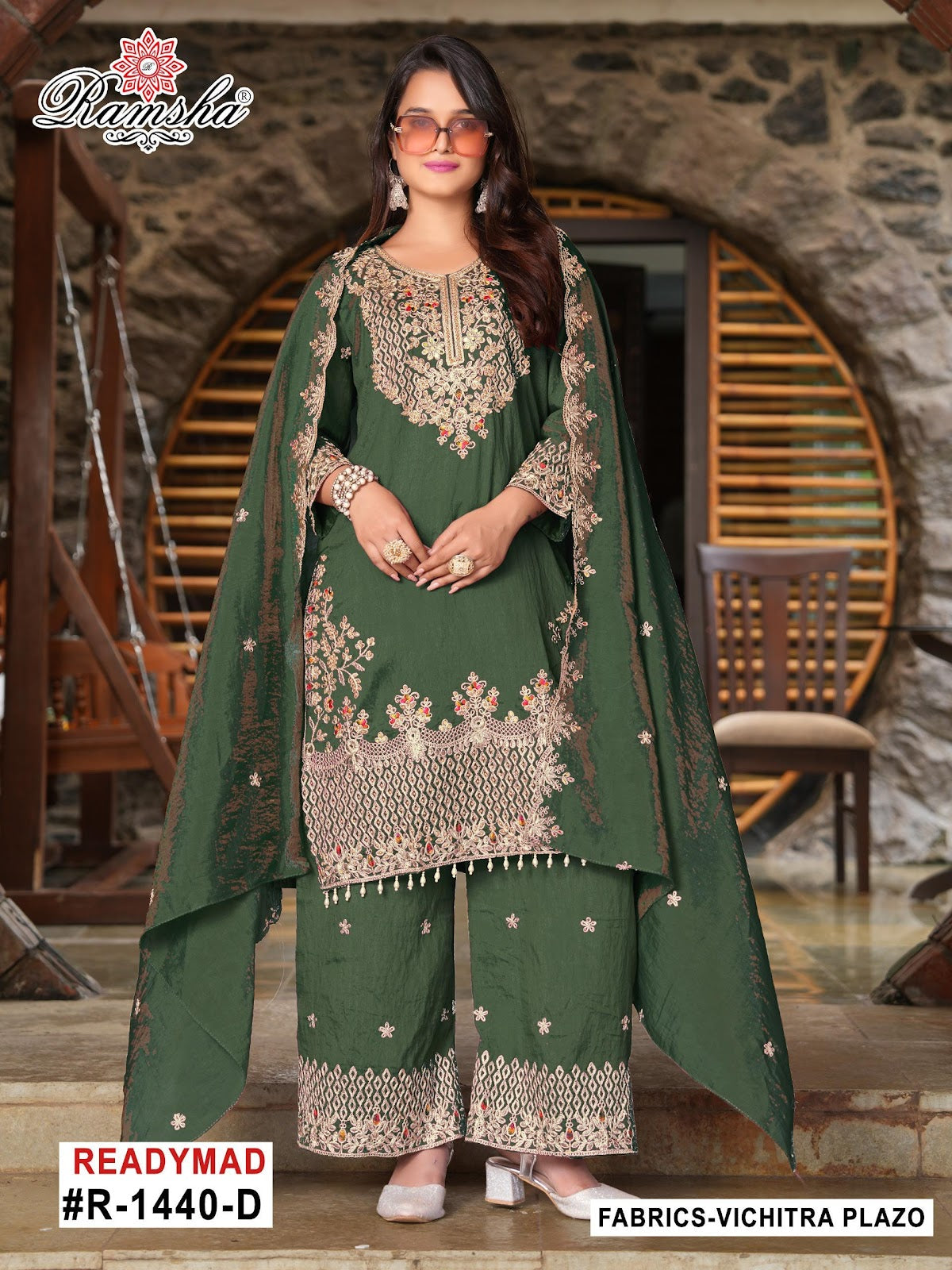 R 1440 Ramsha Vichitra Pakistani Readymade Suits Wholesaler Gujarat