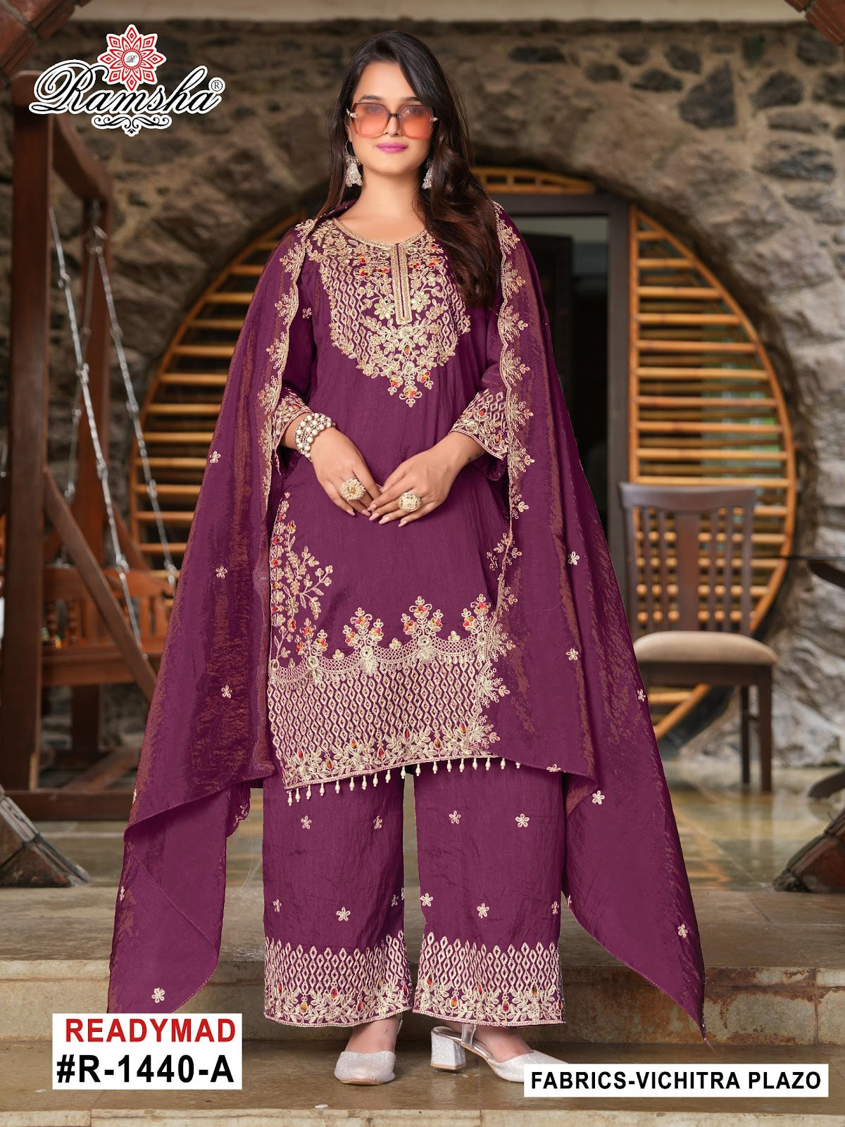R 1440 Ramsha Vichitra Pakistani Readymade Suits Wholesaler Gujarat