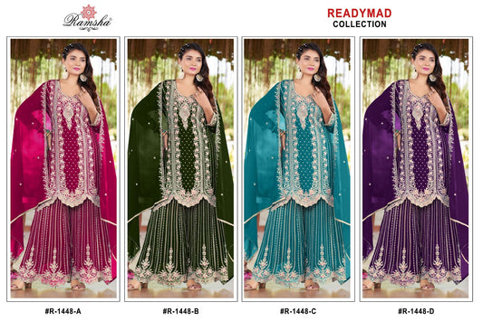 R 1448 Ramsha Georgette Pakistani Readymade Suits Wholesaler Ahmedabad