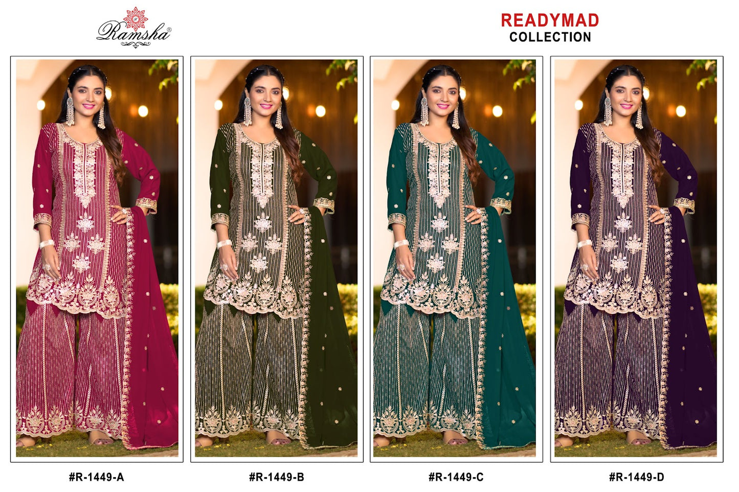 R 1449 Ramsha Georgette Pakistani Readymade Suits Supplier