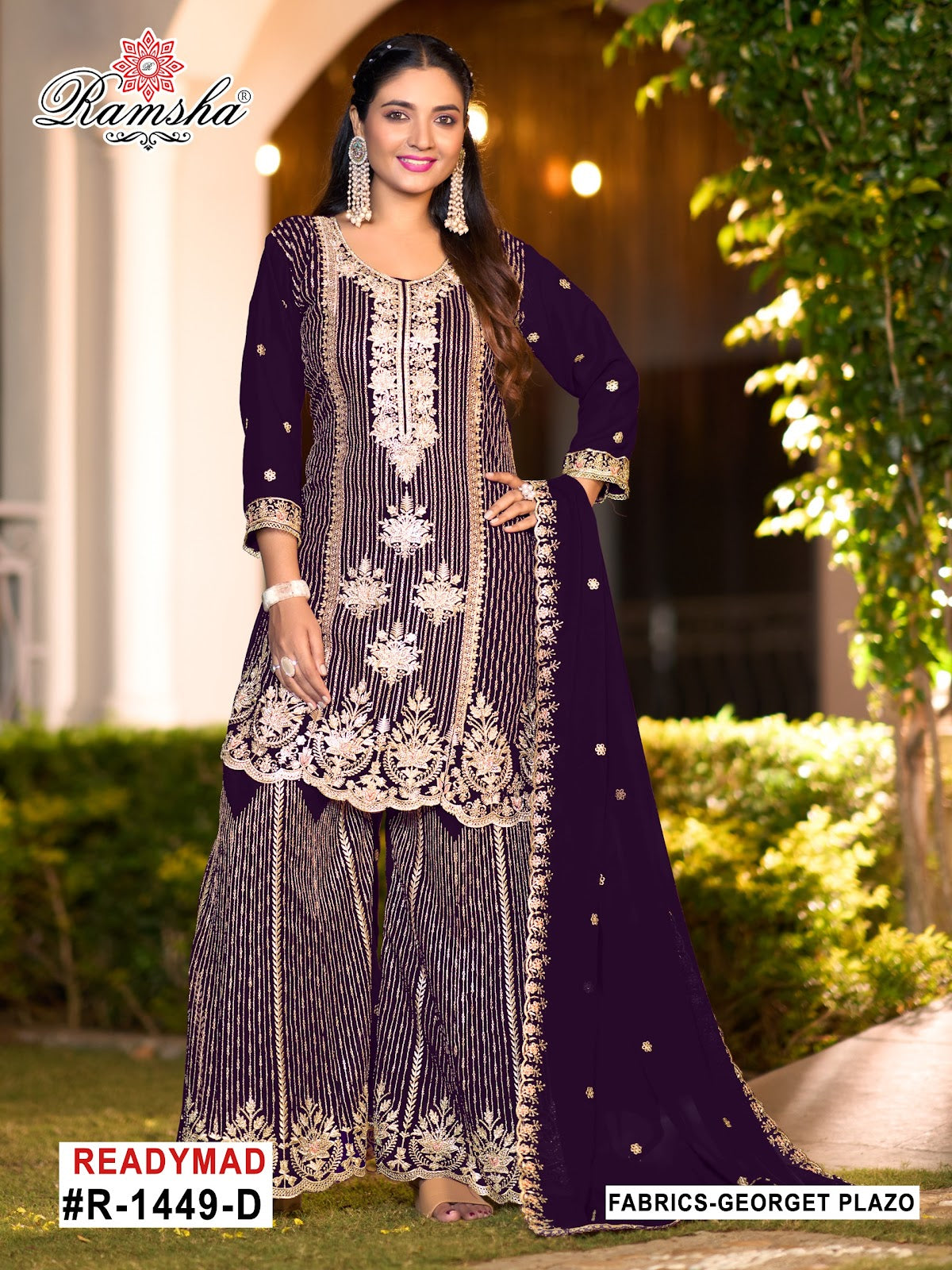 R 1449 Ramsha Georgette Pakistani Readymade Suits Supplier