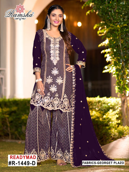 R 1449 Ramsha Georgette Pakistani Readymade Suits Supplier