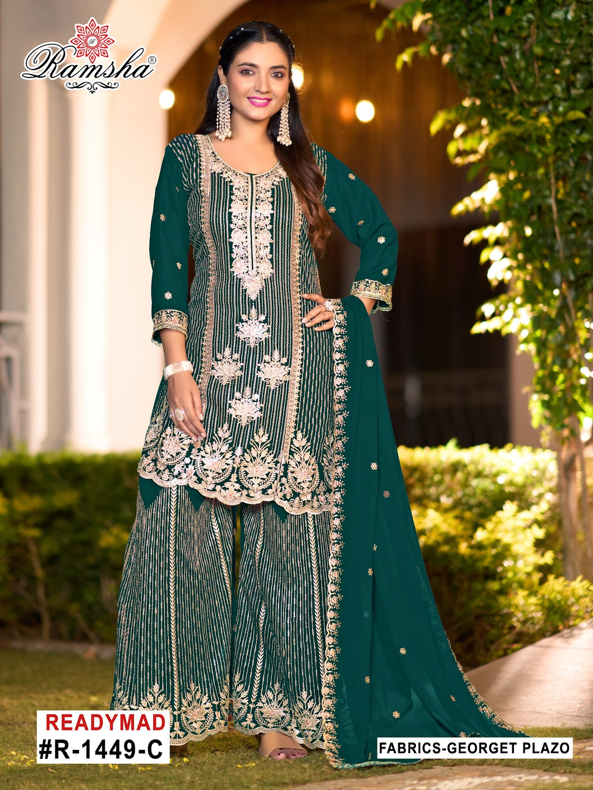 R 1449 Ramsha Georgette Pakistani Readymade Suits Supplier