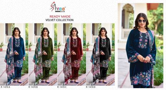 R 1470 Shree Fabs Readymade Velvet Suits Manufacturer