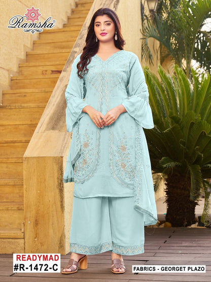 R 1472 Nx Ramsha Georgette Pakistani Readymade Suits Exporter India