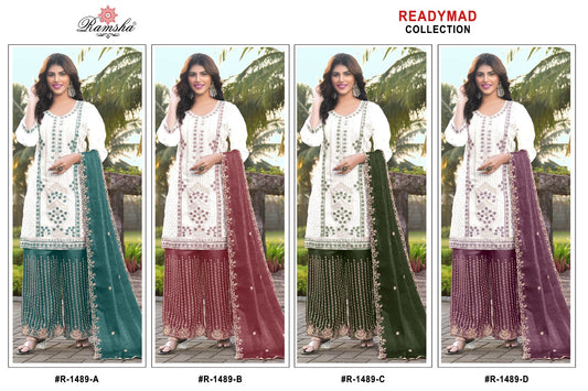 R 1489 Ramsha Crush Pakistani Readymade Suits Wholesaler Ahmedabad