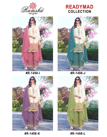 R 1498 Ijkl Ramsha Crunchy Pakistani Readymade Suits Wholesale Price