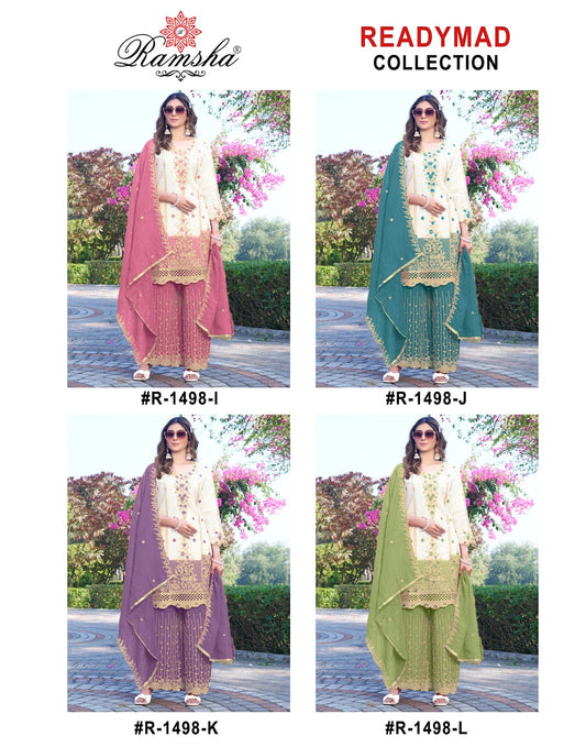 R 1498 Ijkl Ramsha Crunchy Pakistani Readymade Suits Wholesale Price