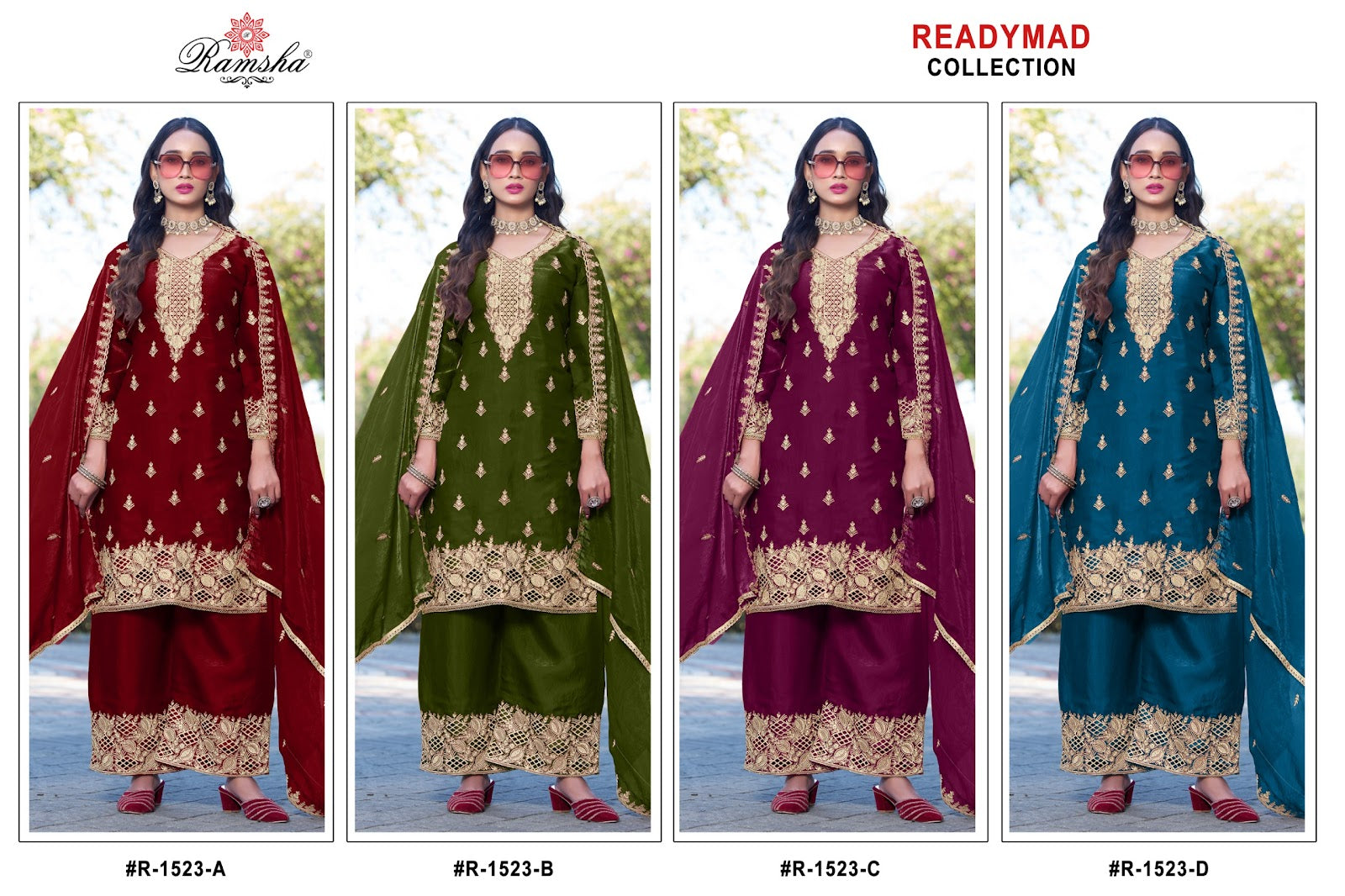 R 1523 Ramsha Pakistani Readymade Suits Supplier Ahmedabad