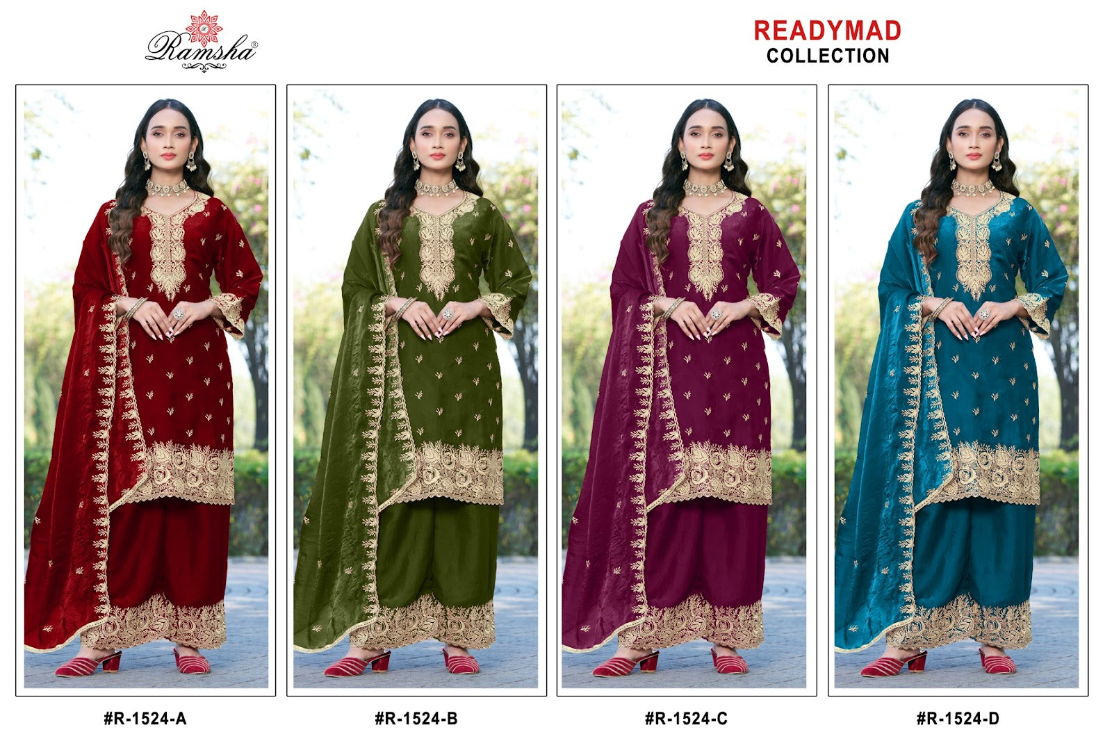 R 1524 Ramsha Pakistani Readymade Suits Manufacturer Ahmedabad