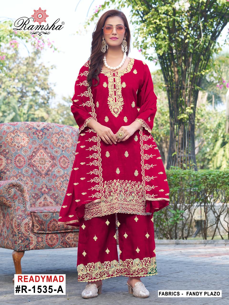 R 1535 Nx Ramsha Fandy Pakistani Readymade Suits Wholesale Price