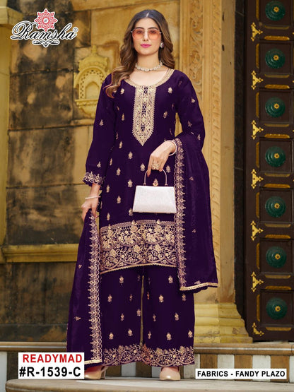 R 1539 Nx Ramsha Fandy Pakistani Readymade Suits Wholesaler Ahmedabad