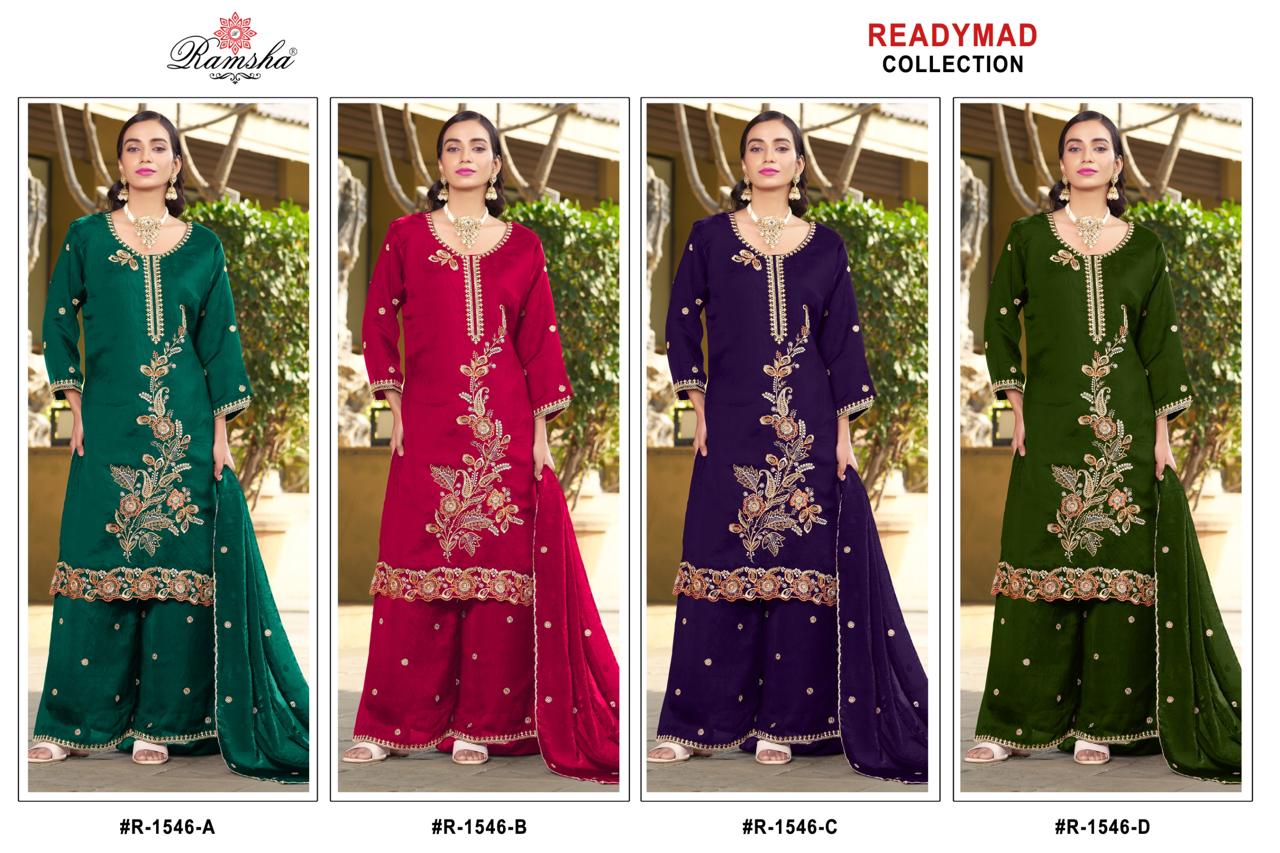 R 1546 Nx Ramsha Fandy Pakistani Readymade Suits Wholesaler