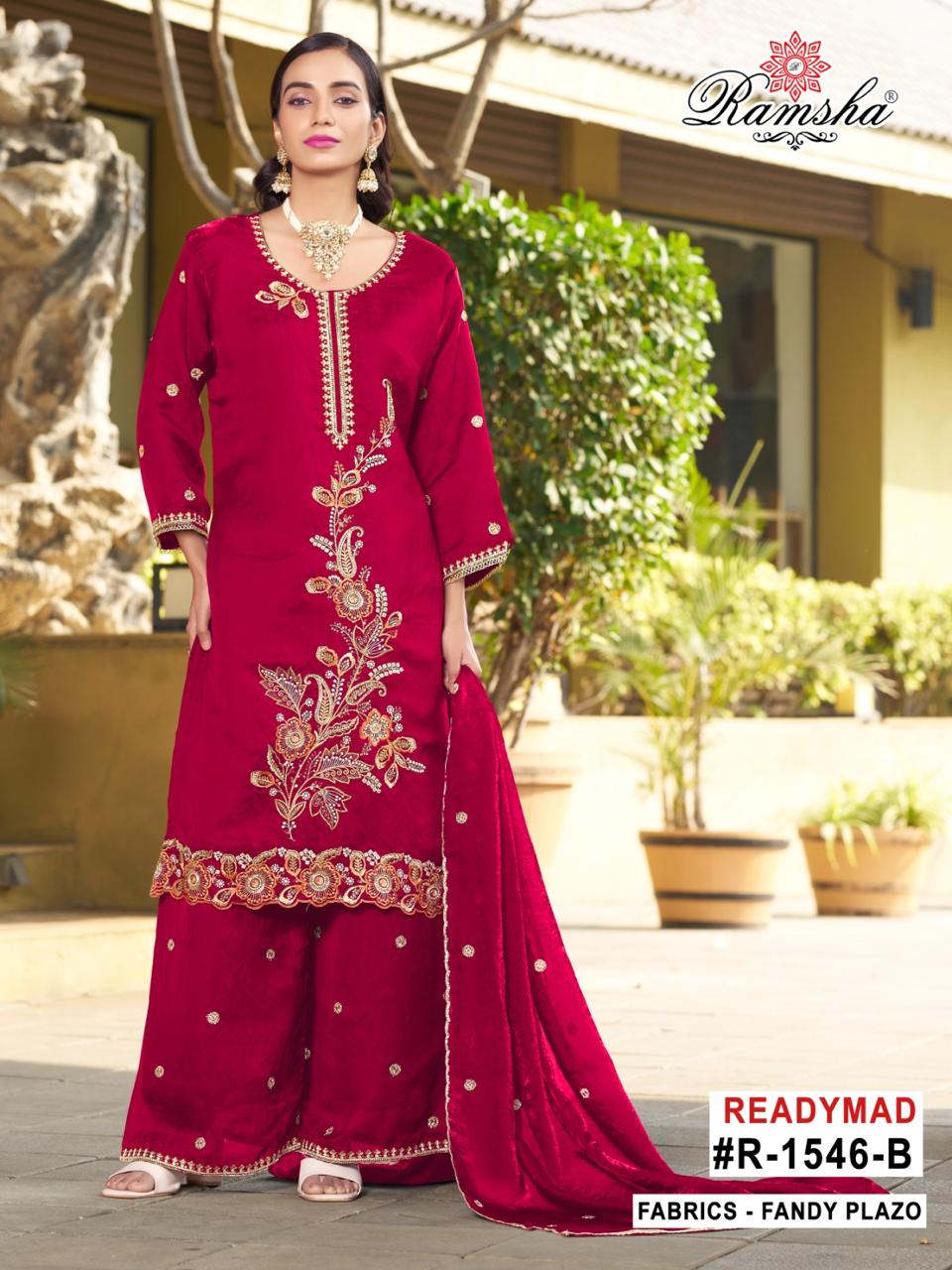 R 1546 Nx Ramsha Fandy Pakistani Readymade Suits Wholesaler