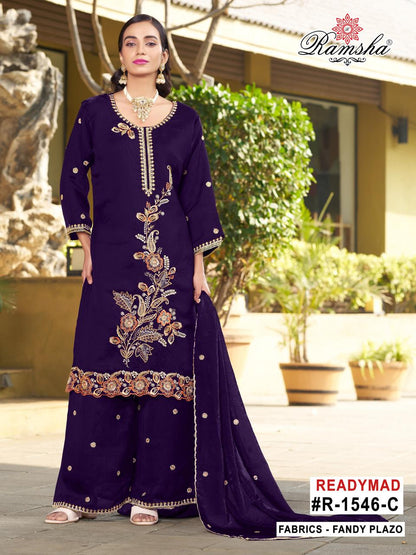 R 1546 Nx Ramsha Fandy Pakistani Readymade Suits Wholesaler