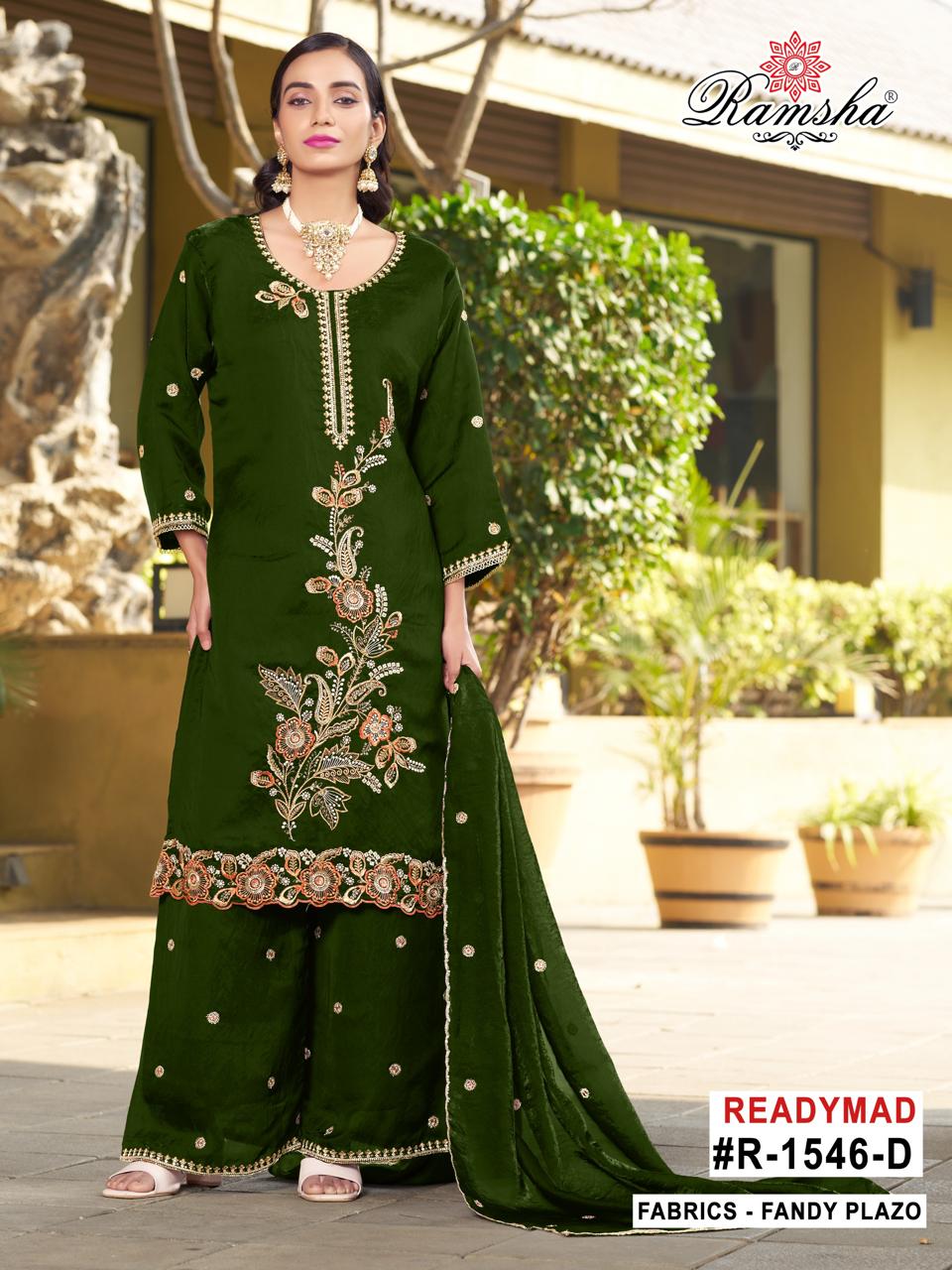 R 1546 Nx Ramsha Fandy Pakistani Readymade Suits Wholesaler