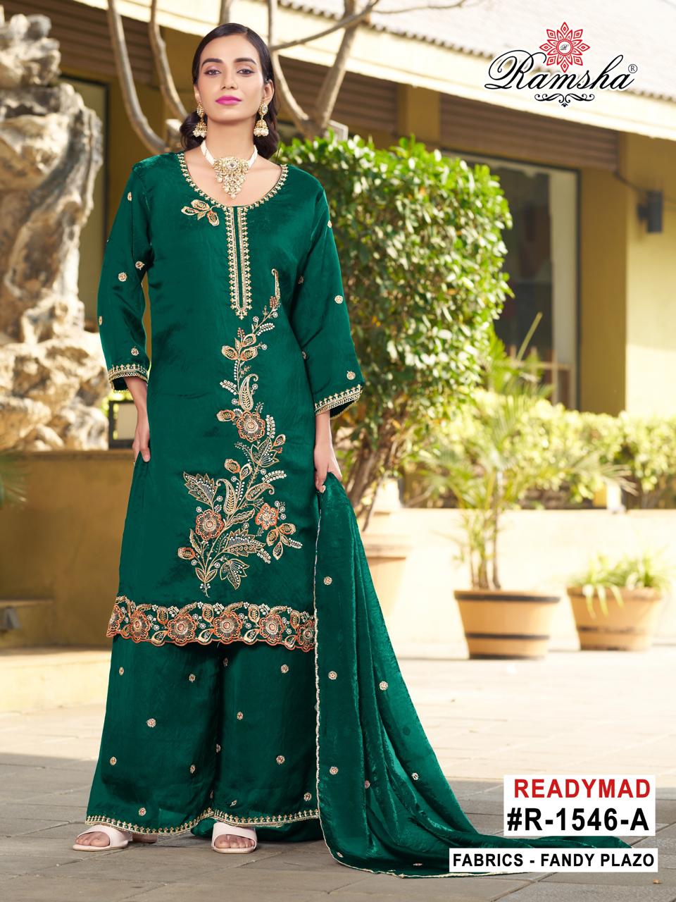 R 1546 Nx Ramsha Fandy Pakistani Readymade Suits Wholesaler