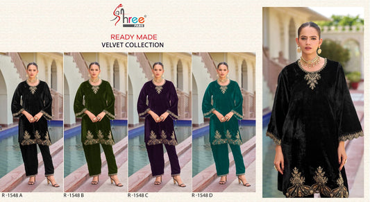 R 1548 Velvet Shree Fabs Co Ord Set Manufacturer India