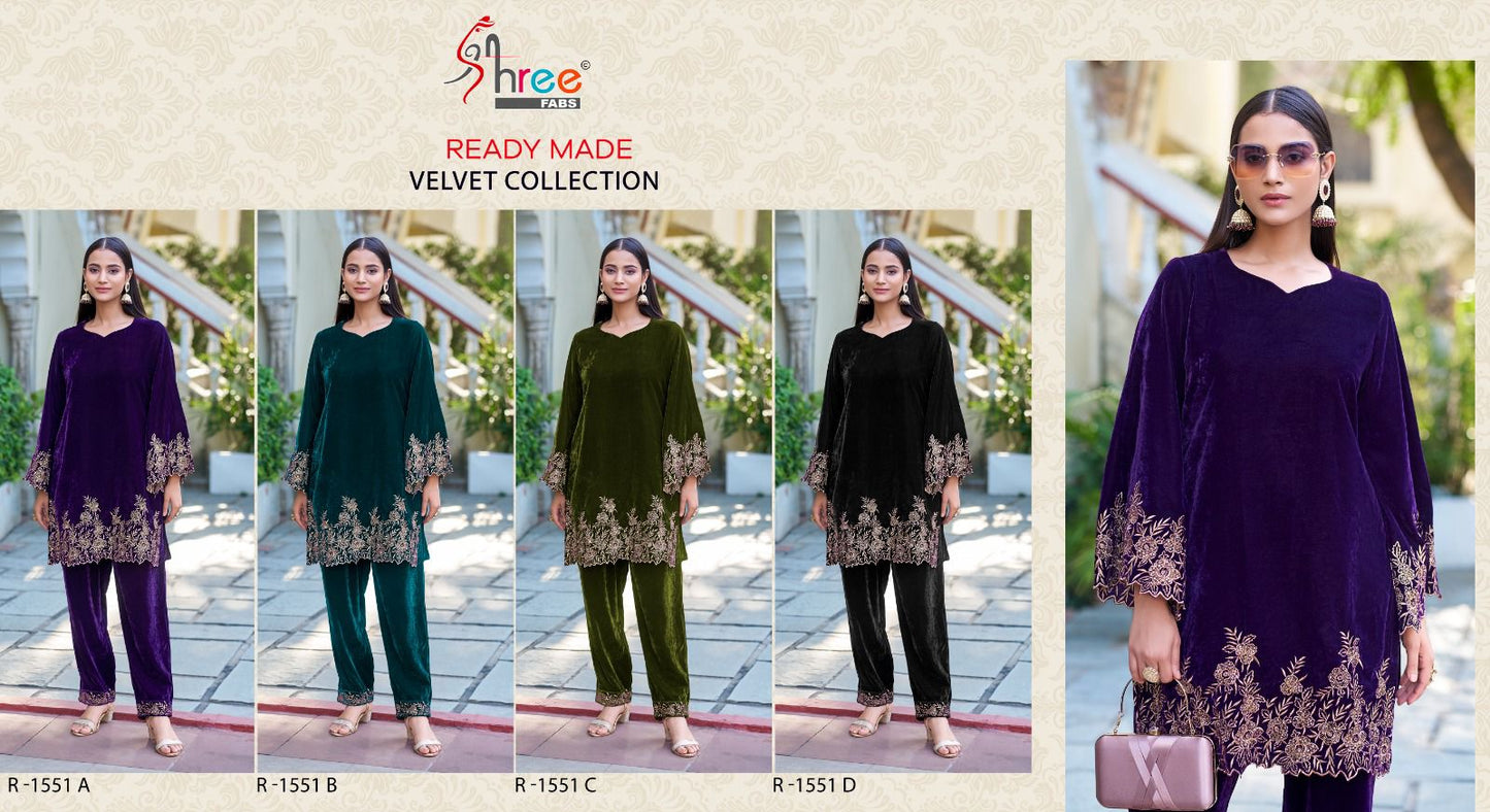 R 1551 Velvet Shree Fabs Co Ord Set Wholesaler Gujarat