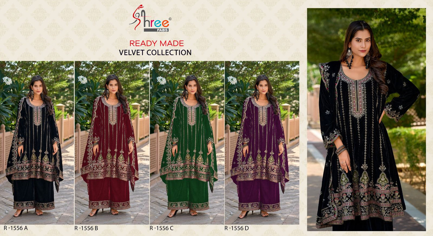 R 1556 Shree Fabs Readymade Velvet Suits Supplier India