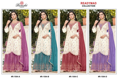 R 1560 To 1564 Ramsha Crunchy Pakistani Readymade Suits Wholesale Price