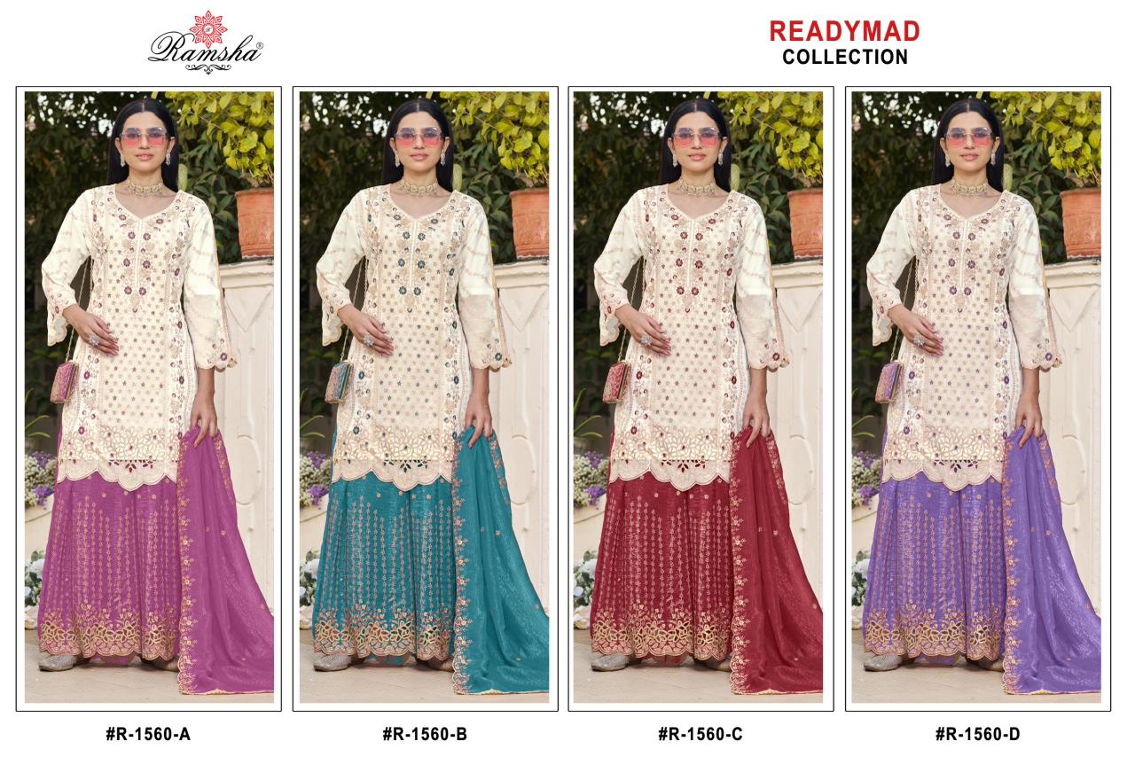 R 1560 To 1564 Ramsha Crunchy Pakistani Readymade Suits Wholesale Price