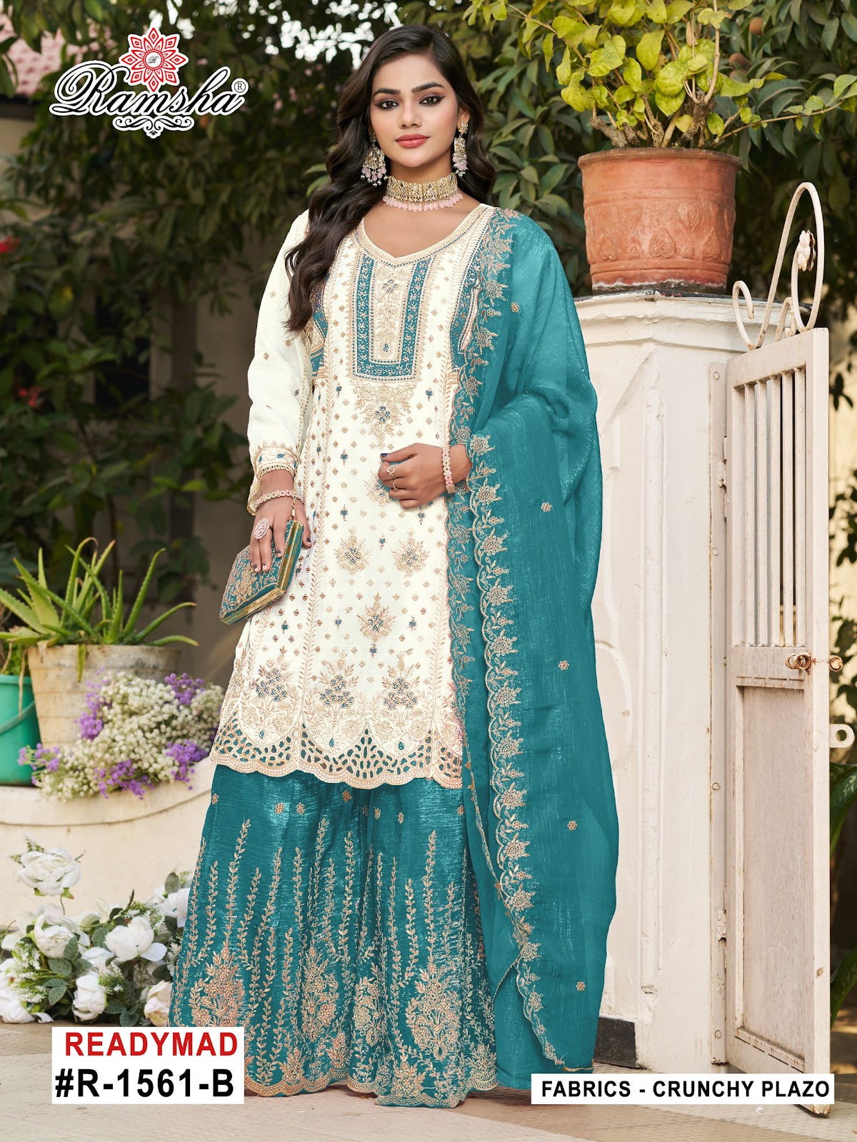 R 1561 Nx Ramsha Pakistani Readymade Suits Supplier India