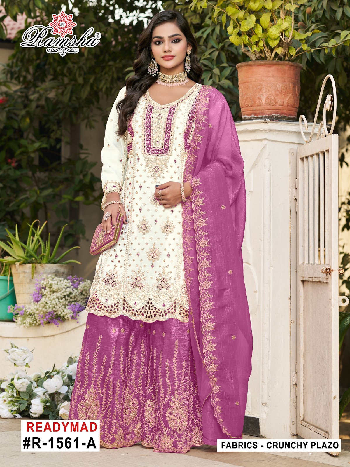 R 1561 Nx Ramsha Pakistani Readymade Suits Supplier India