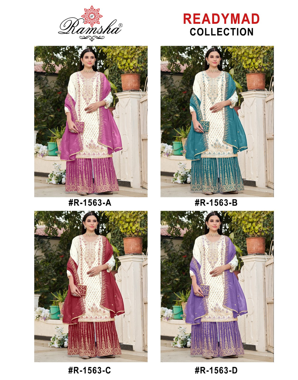 R 1563 Nx Ramsha Pakistani Readymade Suits Exporter