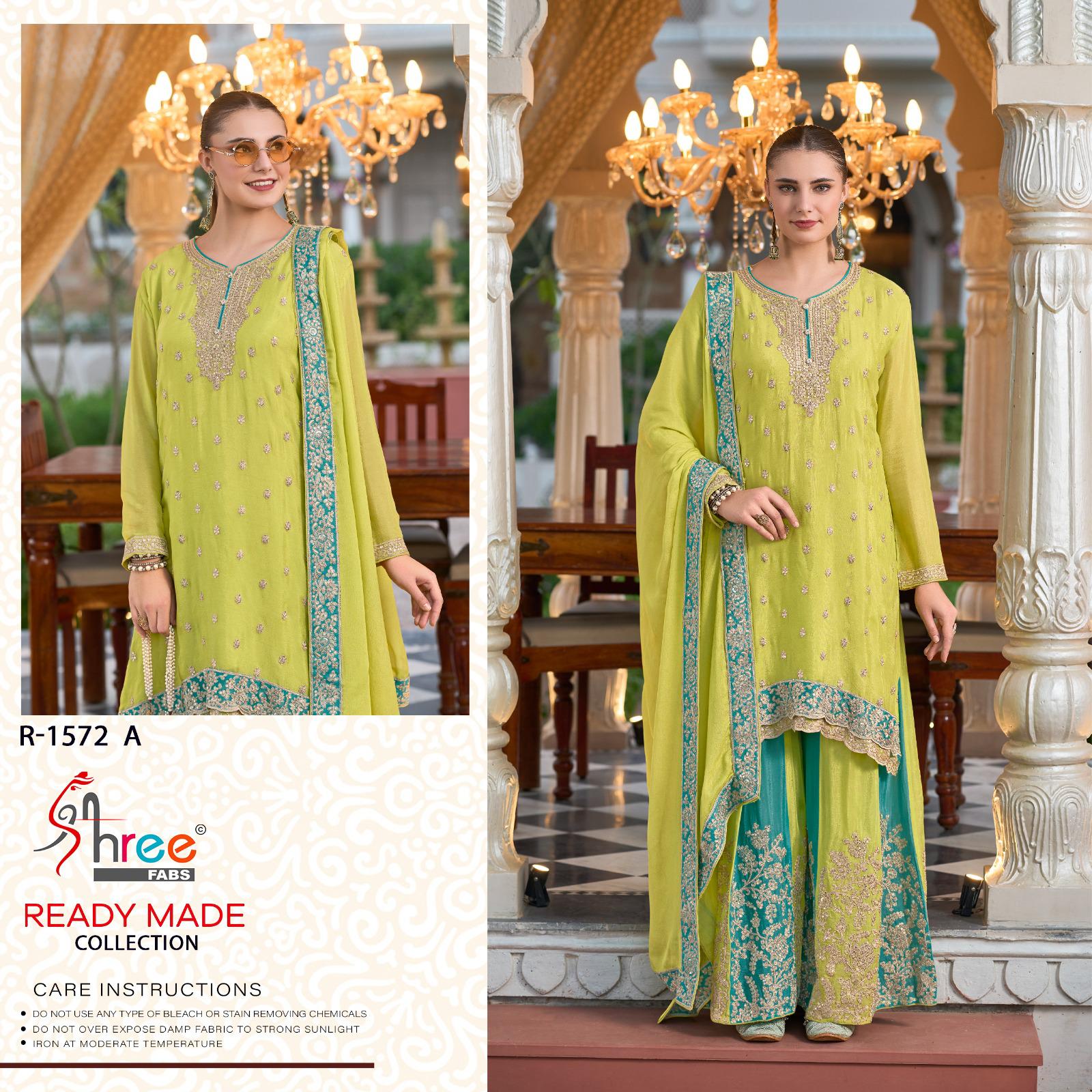R 1572 Abcd Shree Fabs Chinon Silk Pakistani Readymade Suits Supplier Gujarat