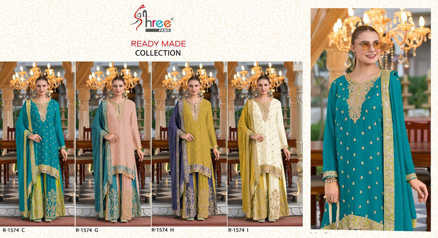 R 1574 Shree Fabs Chinon Pakistani Readymade Suits Wholesaler Ahmedabad