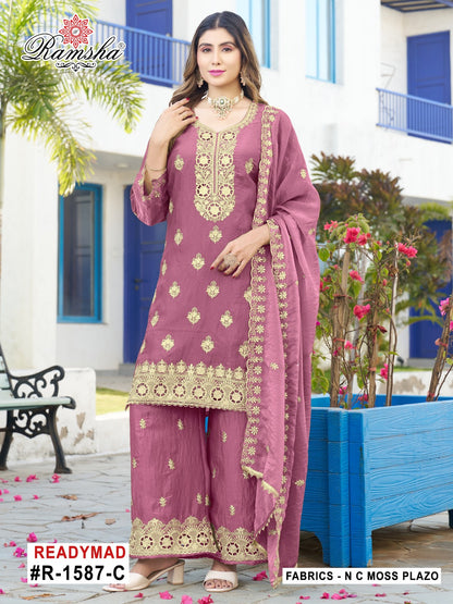R 1587 Ramsha Nc Moss Pakistani Readymade Suits Exporter