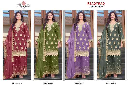 R 1589 Ramsha Nc Moss Pakistani Readymade Suits Supplier Gujarat