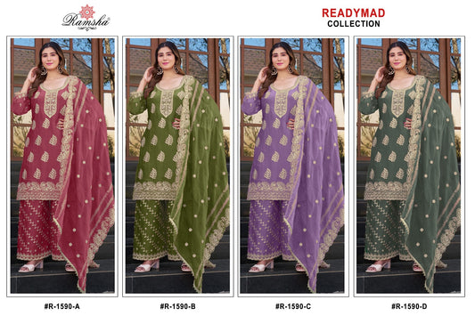 R 1590 Ramsha Nc Moss Pakistani Readymade Suits Manufacturer Gujarat