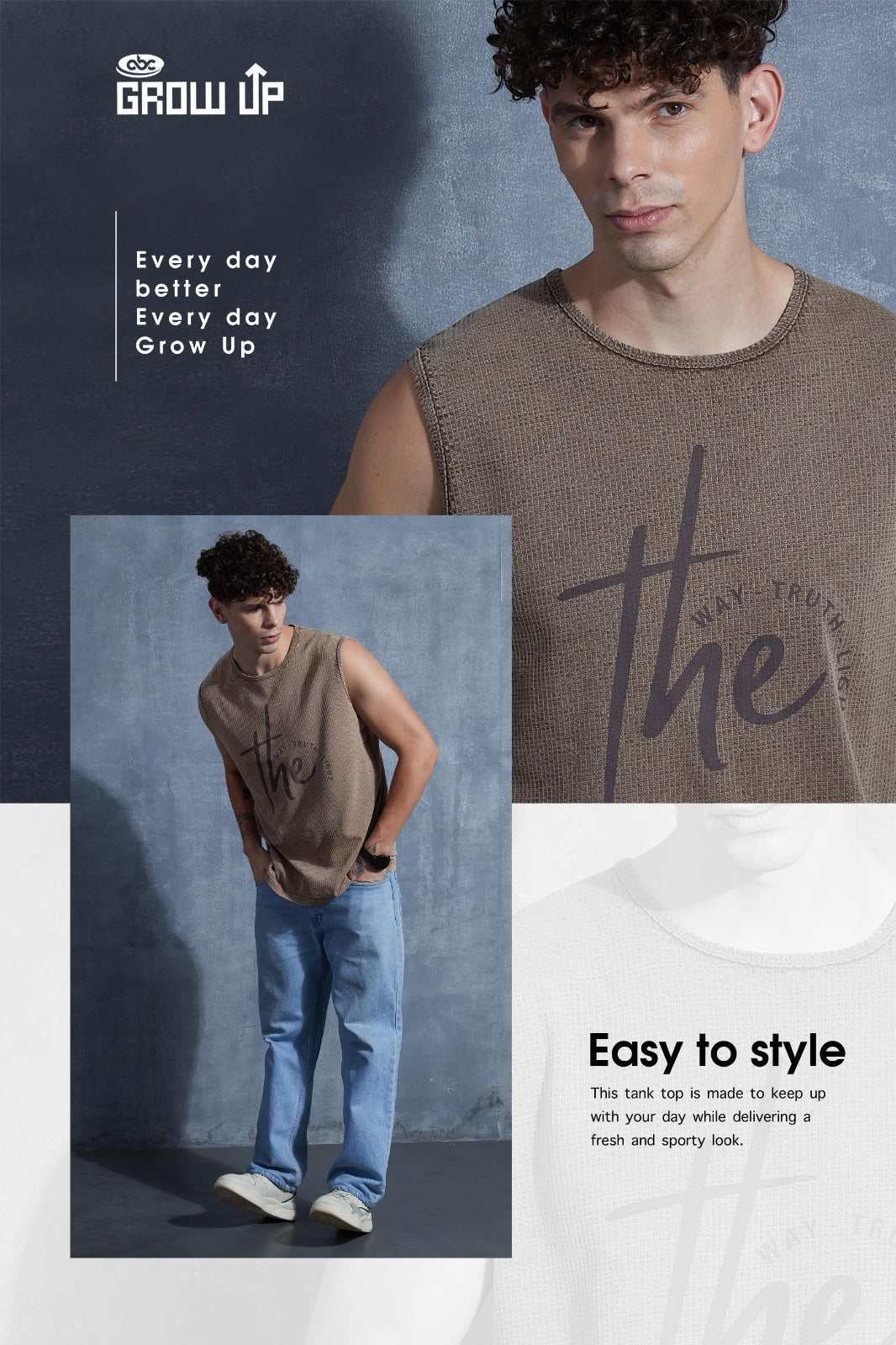 R 1595 Acid Wash Growup Mens Tank Top Wholesaler Gujarat