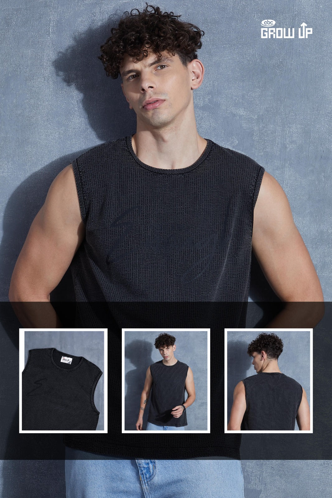 R 1595 Acid Wash Growup Mens Tank Top Wholesaler Gujarat