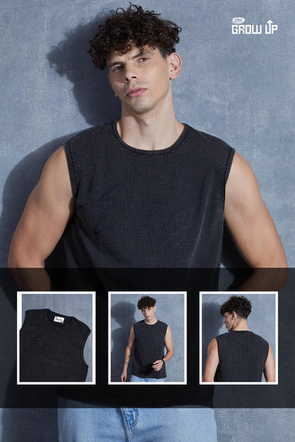 R 1595 Acid Wash Growup Mens Tank Top Wholesaler Gujarat