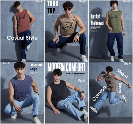 R 1595 Acid Wash Growup Mens Tank Top Wholesaler Gujarat