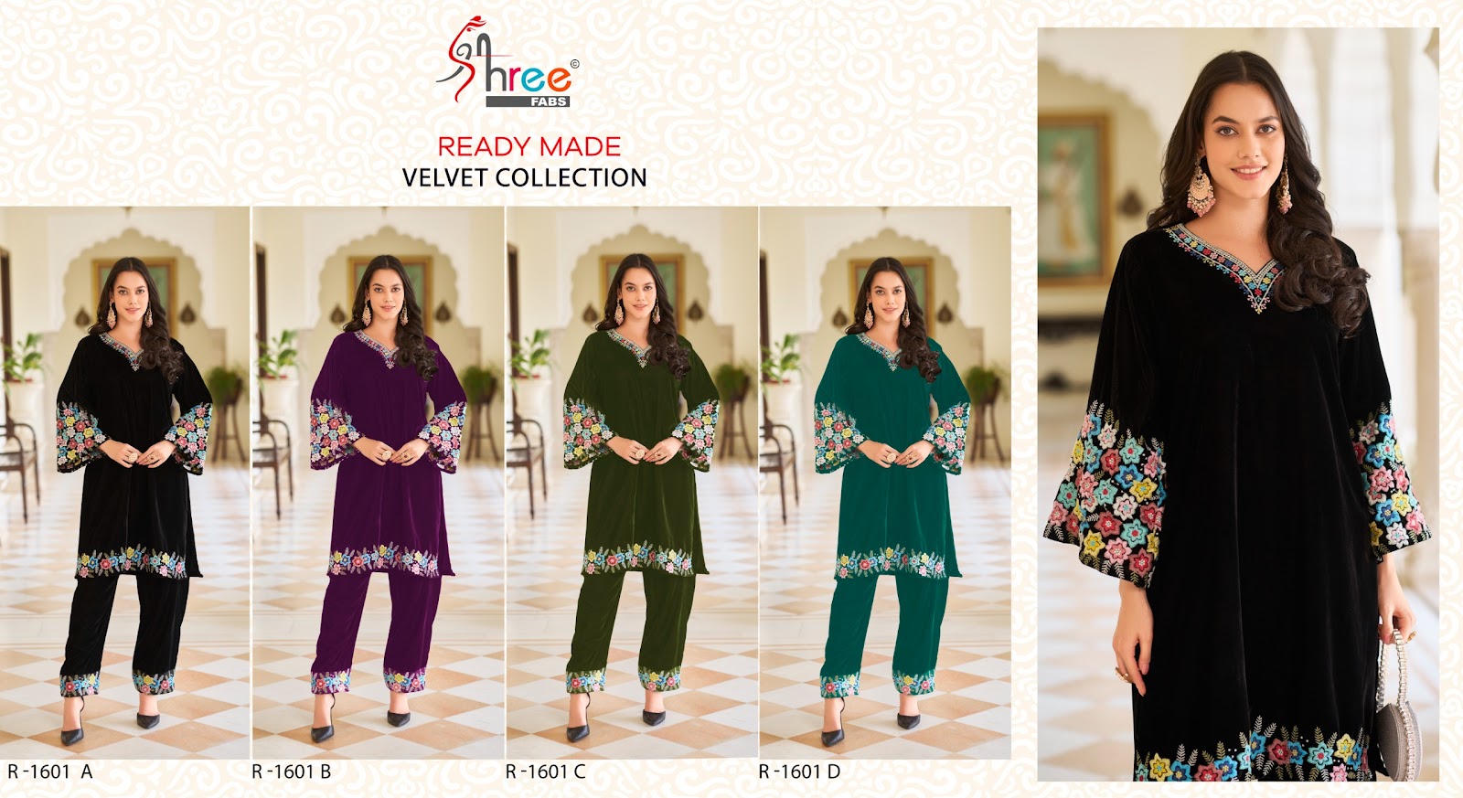 R 1601 Velvet Shree Fabs Co Ord Set Exporter Gujarat