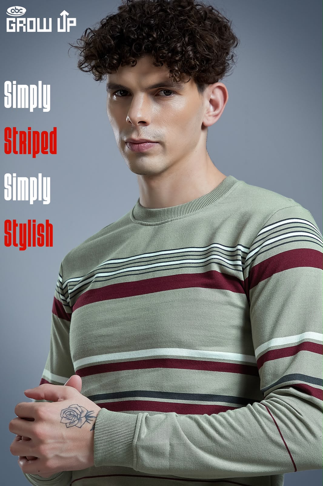 R 1603 Stripes Growup Looper Mens Tshirts Manufacturer