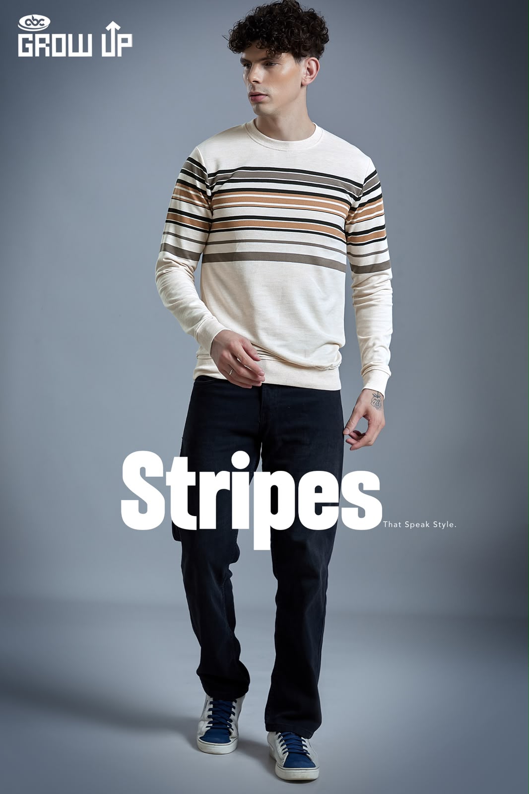 R 1603 Stripes Growup Looper Mens Tshirts Manufacturer