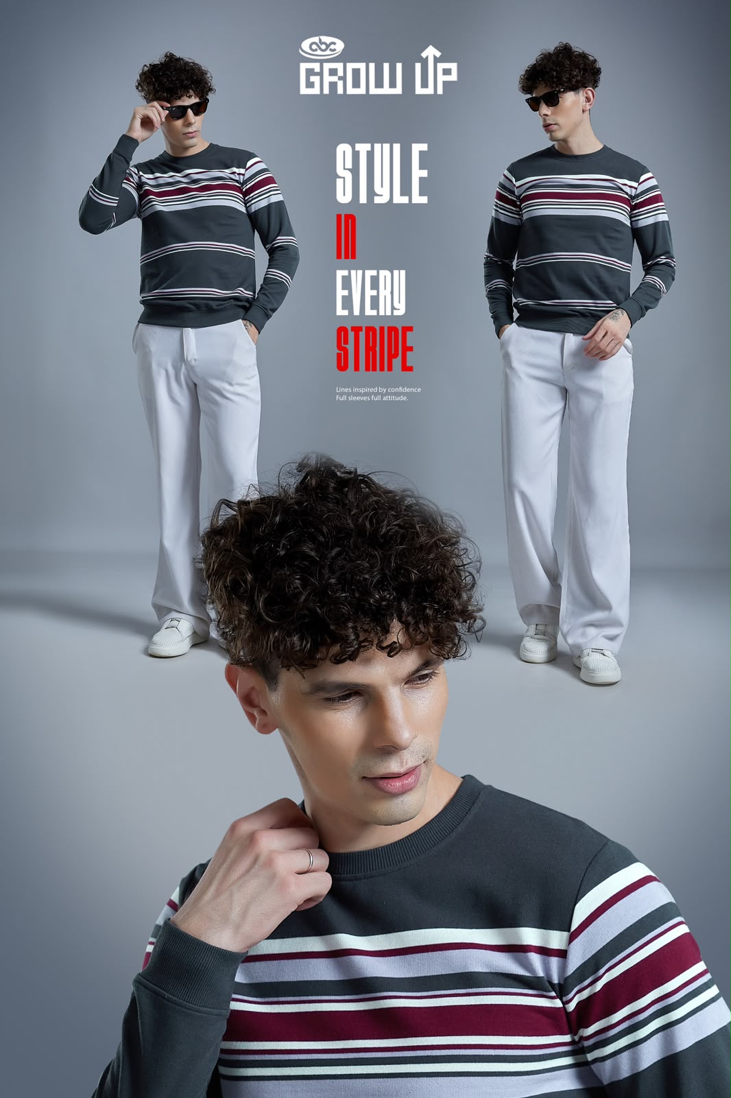 R 1603 Stripes Growup Looper Mens Tshirts Manufacturer