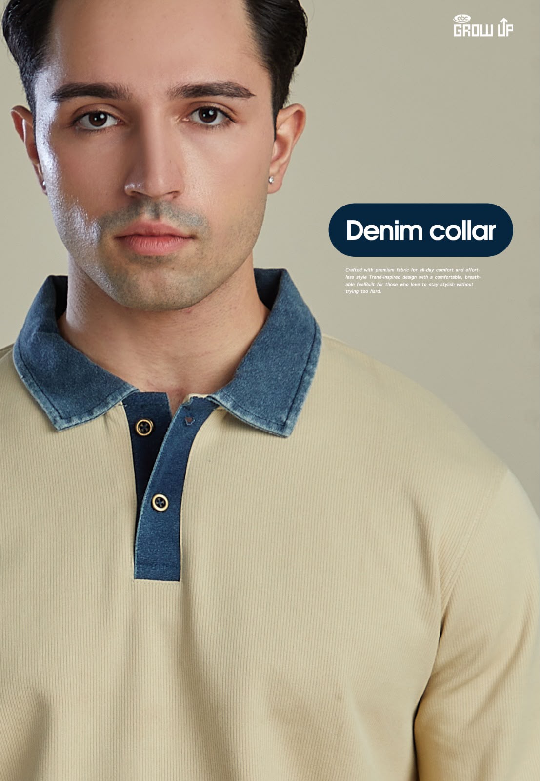 R 1610 Denim Collar Growup Interlock Mens Tshirts Supplier