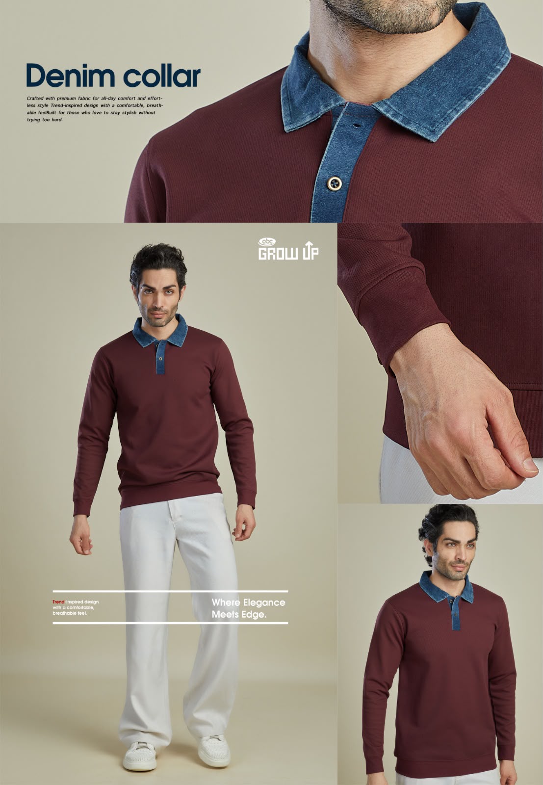 R 1610 Denim Collar Growup Interlock Mens Tshirts Supplier
