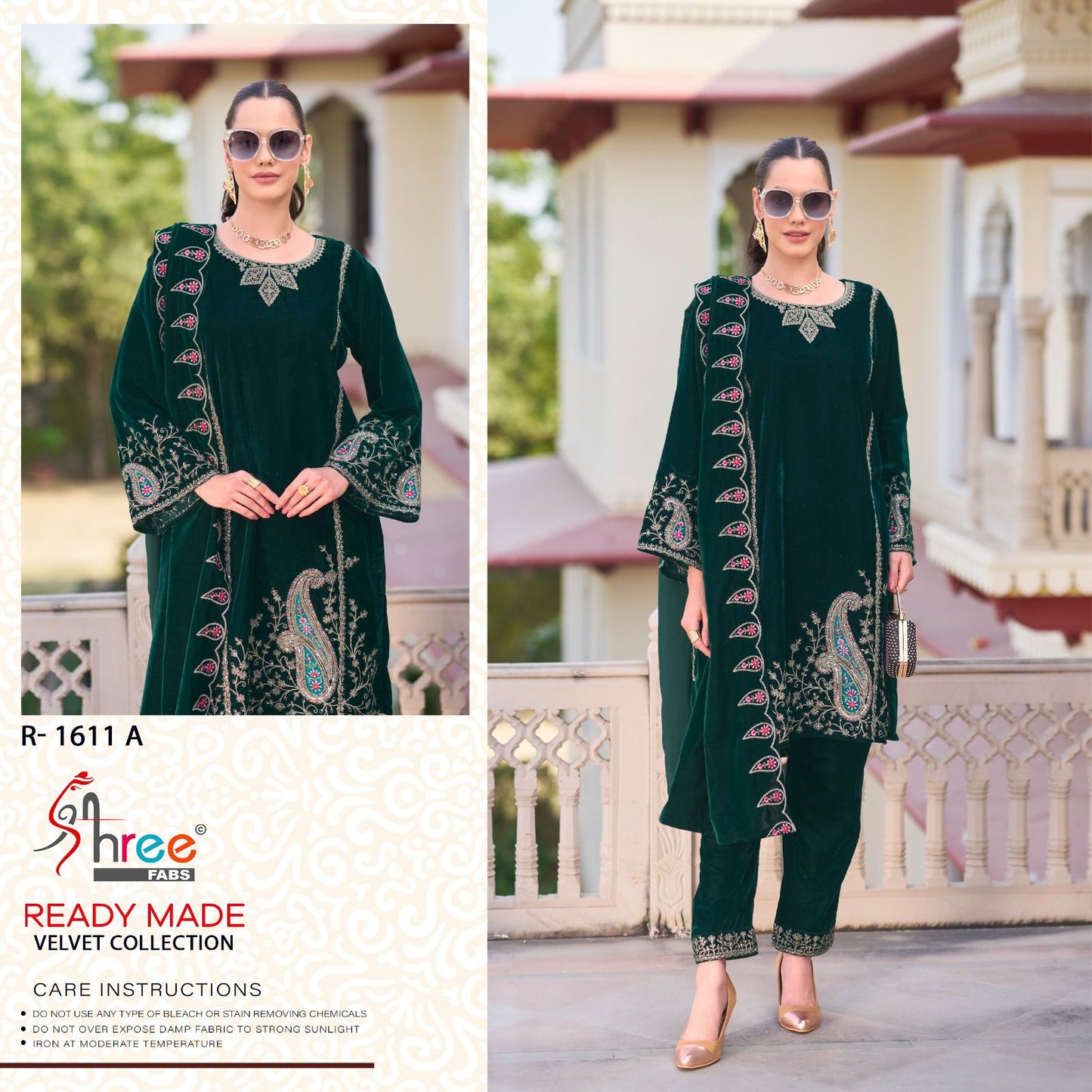R 1611 Shree Fabs Readymade Velvet Suits Wholesaler India