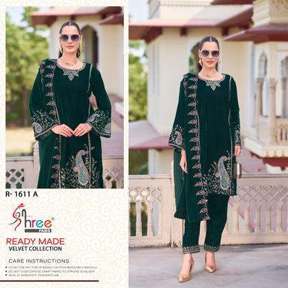 R 1611 Shree Fabs Readymade Velvet Suits Wholesaler India