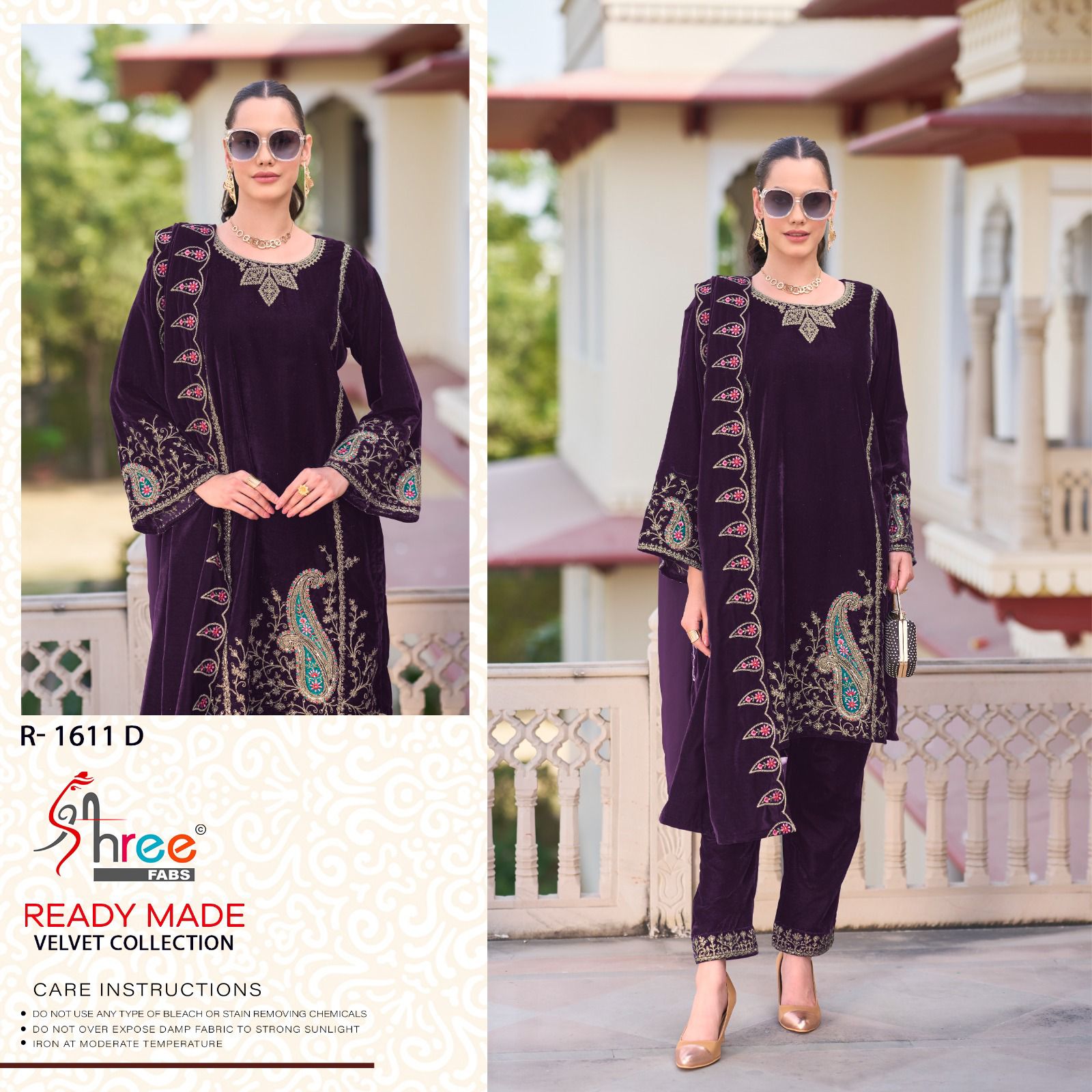 R 1611 Shree Fabs Readymade Velvet Suits Wholesaler India